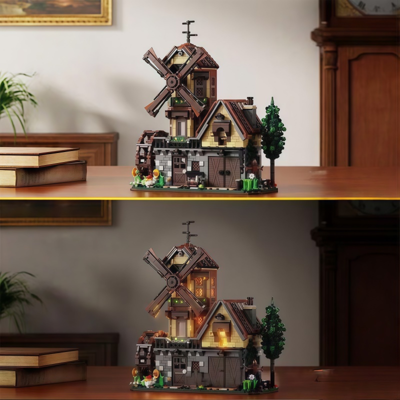 ヨーロッパ風の風車小屋の組み立てブロックセット、水車付きのヴ - Interior Detailing Kit のレビューと価格